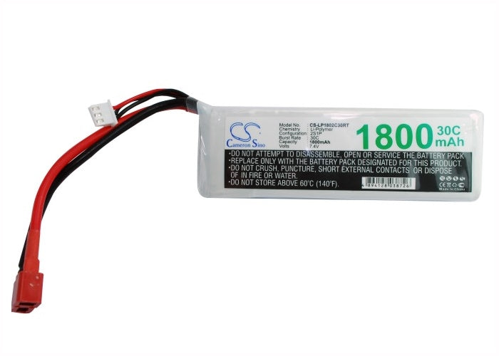 7.4V, 1800mAh, Li-Polymer Battery fits Cameron Sino, RC Trains Cs-lp1802c30rt, 13.32Wh