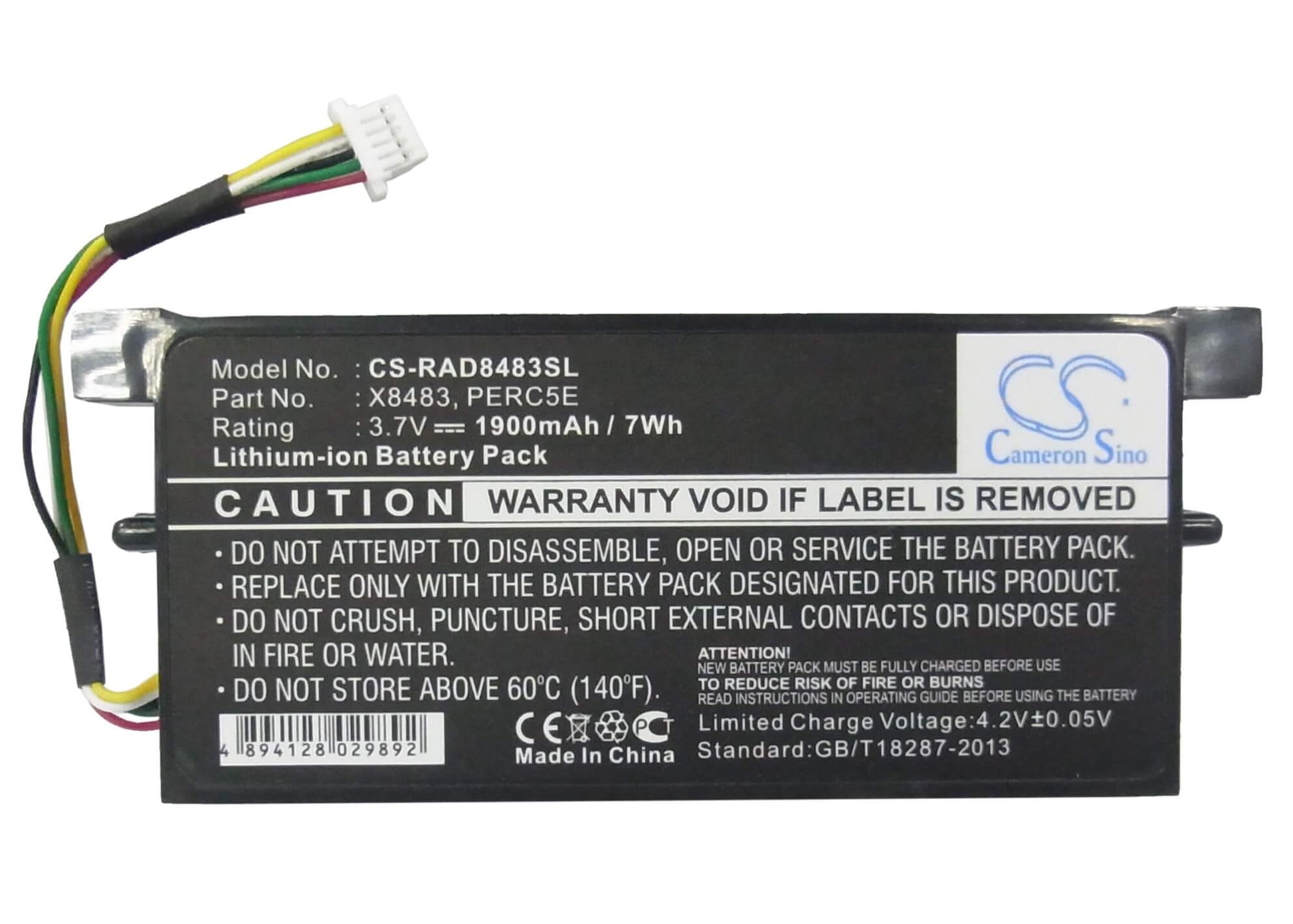 3.7V, 1900mAh, Li-ion Battery fits Dell, Kr174 Perc6, Poweredge Perc5e With Bbu Conn, 7.03Wh