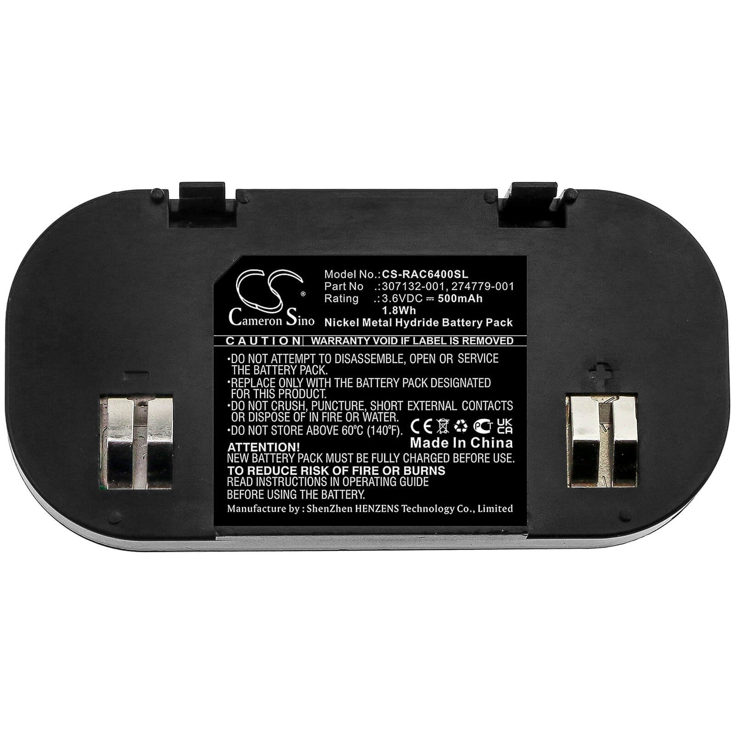 3.6V, 500mAh, Ni-MH Battery fits Hp, 201201-001, 201201-371, 1.8Wh