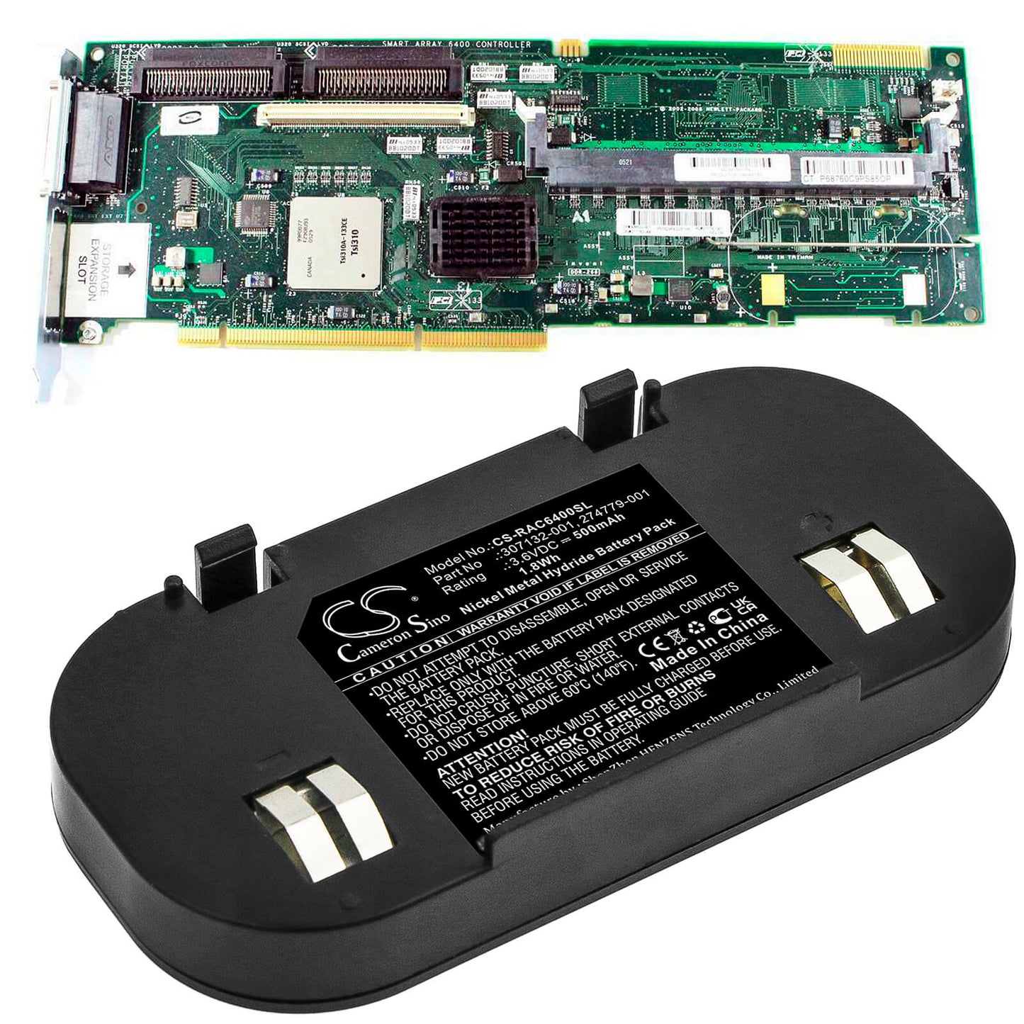 3.6V, 500mAh, Ni-MH Battery fits Hp, 201201-001, 201201-371, 1.8Wh