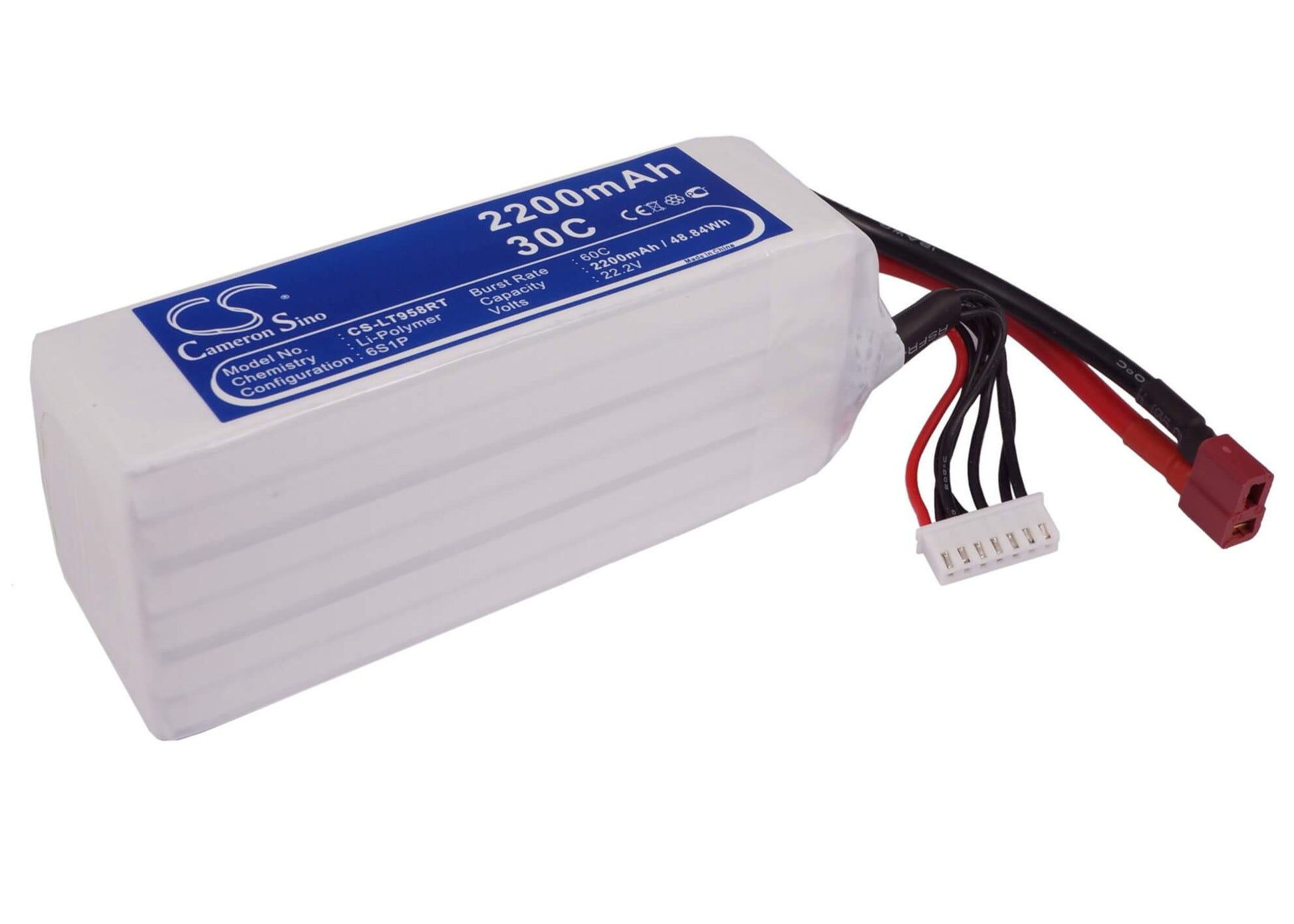 22.2V, 2200mAh, Li-Polymer Battery fits Cameron Sino, Cs-lt958rt, 48.84Wh