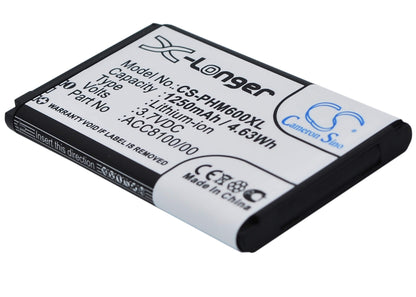 3.7V, 1250mAh, Li-ion Battery fits Philips, Dpm6000, Dpm7000, 4.625Wh