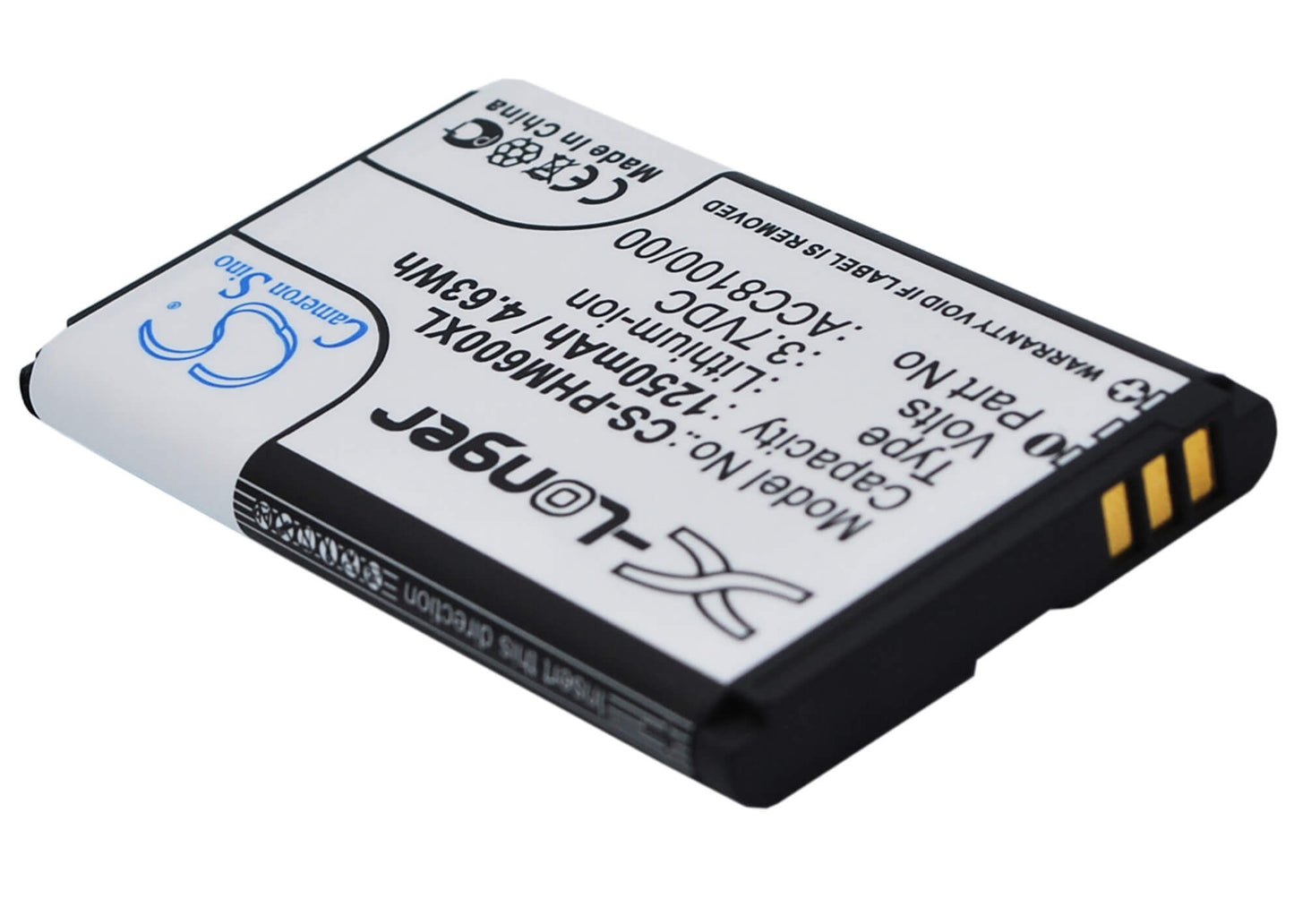 3.7V, 1250mAh, Li-ion Battery fits Philips, Dpm6000, Dpm7000, 4.625Wh