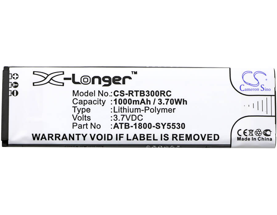 3.7V, 1000mAh, Li-Polymer Battery fits Rti, T1, T2+, 3.7Wh