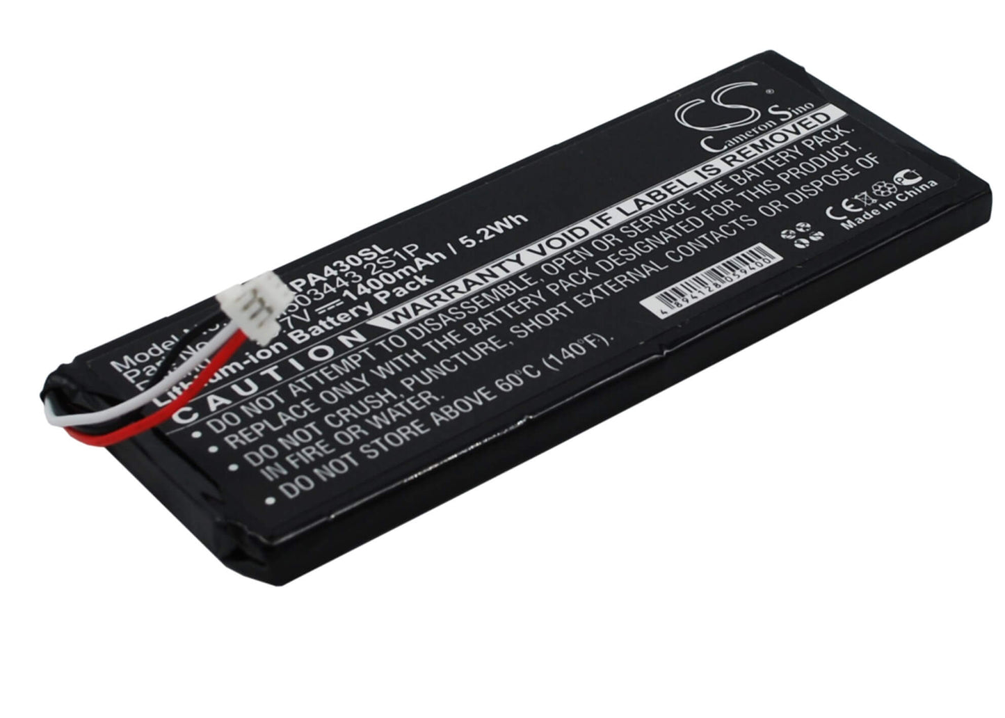 3.7V, 1400mAh, Li-ion Battery fits Xpend, Smart Remote Wqaga43, Wqaga43, 5.18Wh