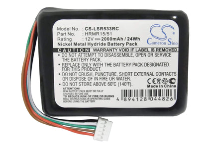 12.0V, 2000mAh, Ni-MH Battery fits Logitech, Squeezebox Radio, Xr0001, 24Wh
