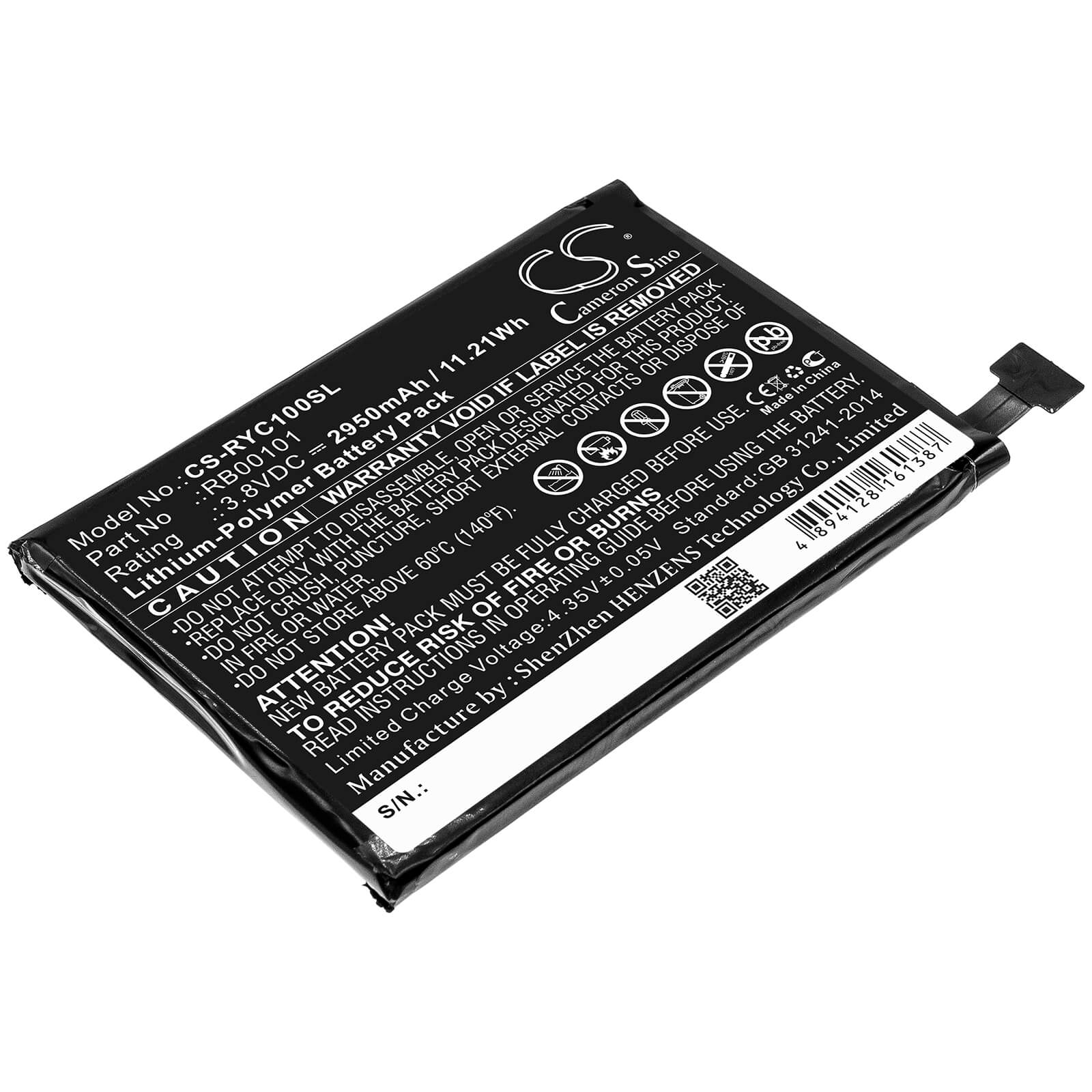 3.8V, 2950mAh, Li-Polymer Battery fits Ray Enterprises, Ray Super Remote, Rc100, 11.21Wh