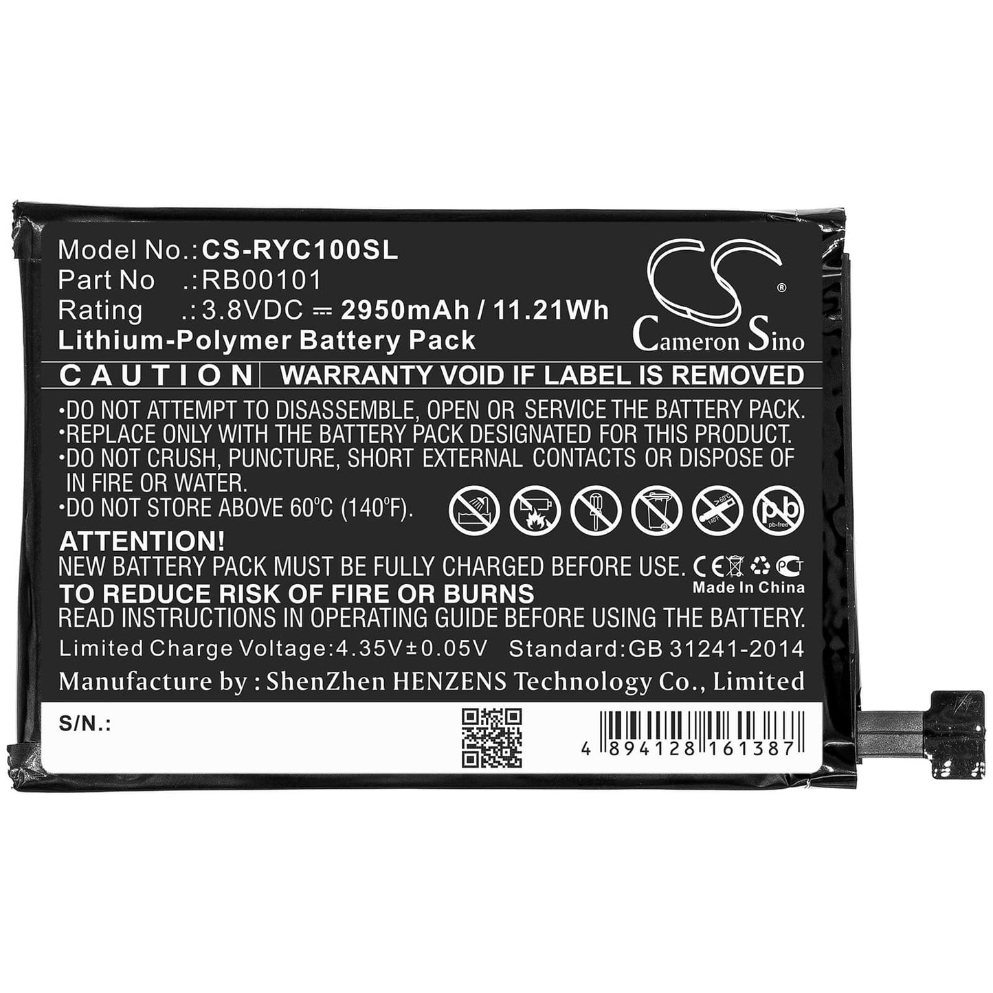 3.8V, 2950mAh, Li-Polymer Battery fits Ray Enterprises, Ray Super Remote, Rc100, 11.21Wh