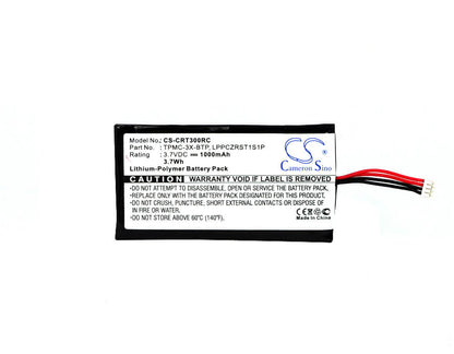 3.7V, 1000mAh, Li-Polymer Battery fits Crestron, Mtx-3, Prodigy Ptx3, 3.7Wh