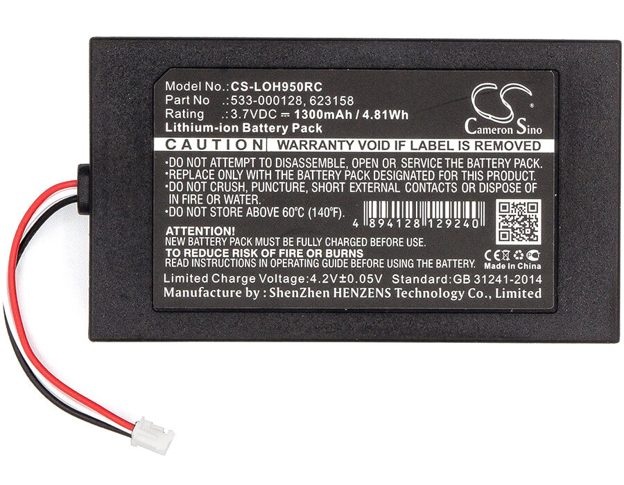 3.7V, 1300mAh, Li-Polymer Battery fits Logitech, 915-000257, 915-000260, 4.81Wh