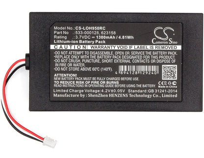 3.7V, 1300mAh, Li-Polymer Battery fits Logitech, 915-000257, 915-000260, 4.81Wh