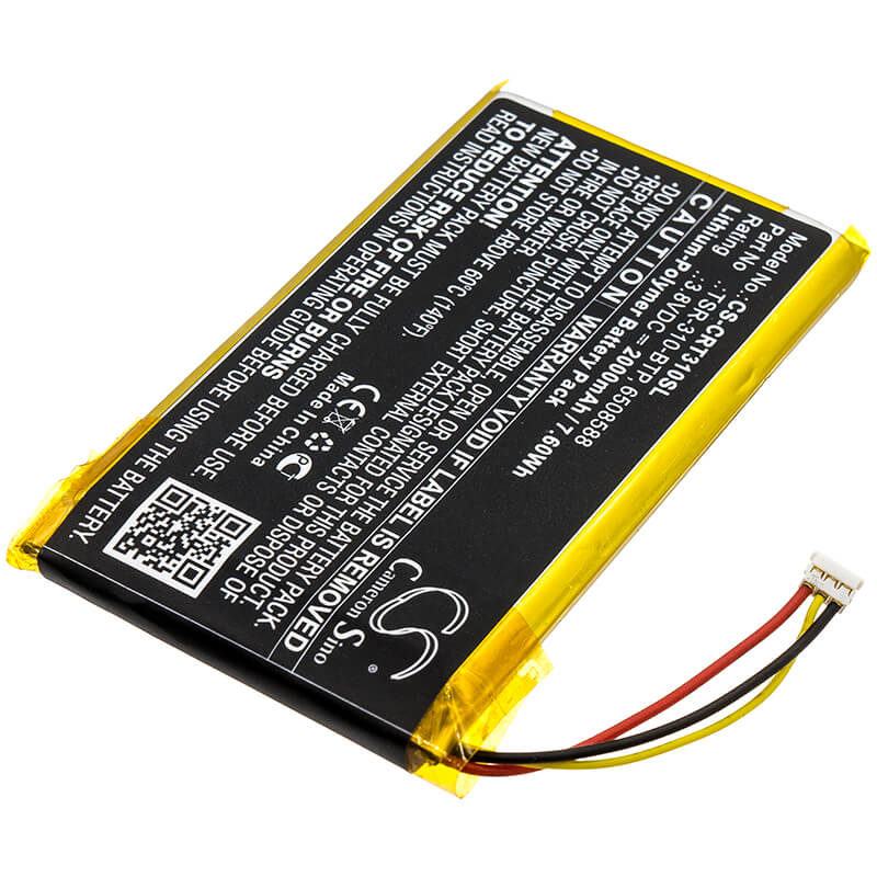 3.8V, 2000mAh, Li-Polymer Battery fits Crestron, Tsr-310, Tsr-310 Handheld Touch Screen, 7.6Wh