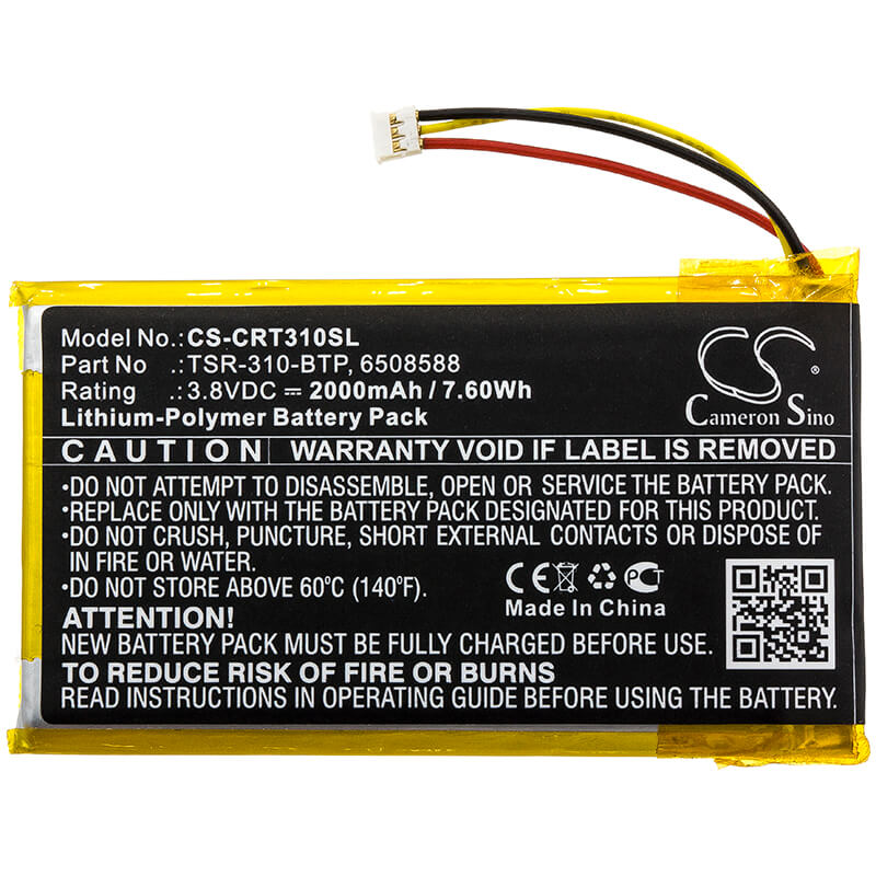 3.8V, 2000mAh, Li-Polymer Battery fits Crestron, Tsr-310, Tsr-310 Handheld Touch Screen, 7.6Wh