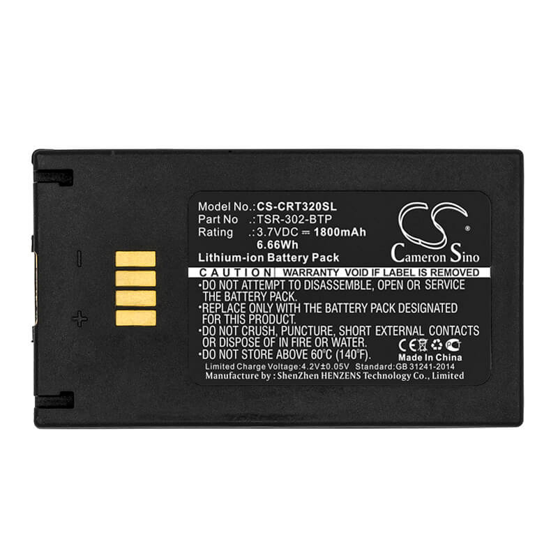 3.7V, 1800mAh, Li-ion Battery fits Crestron, Tsr-302, Tsr-302 Handheld Touch Screen, 6.66Wh