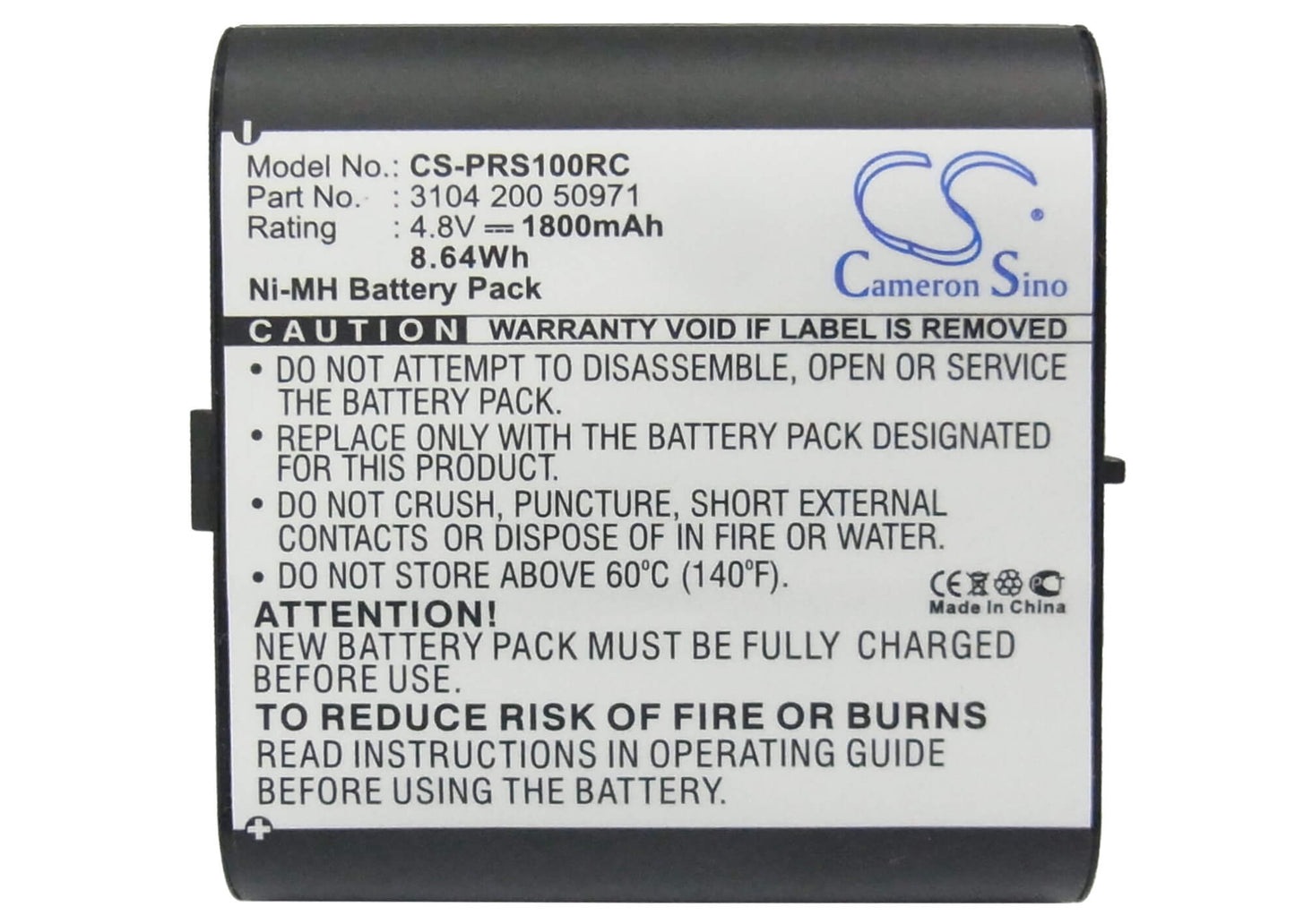 4.8V, 1800mAh, Ni-MH Battery fits Marantz, Ts5000/02, 8.64Wh