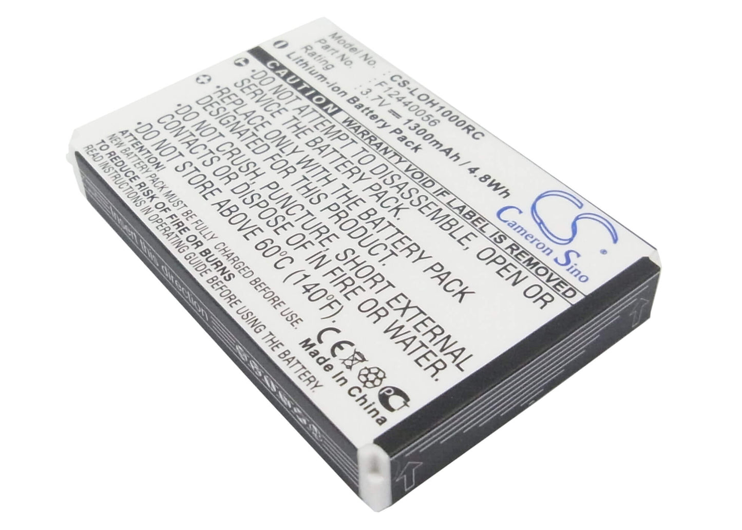 3.7V, 1300mAh, Li-ion Battery fits Logitech, C-lr65, C-rl65, 4.81Wh