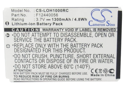 3.7V, 1300mAh, Li-ion Battery fits Logitech, C-lr65, C-rl65, 4.81Wh