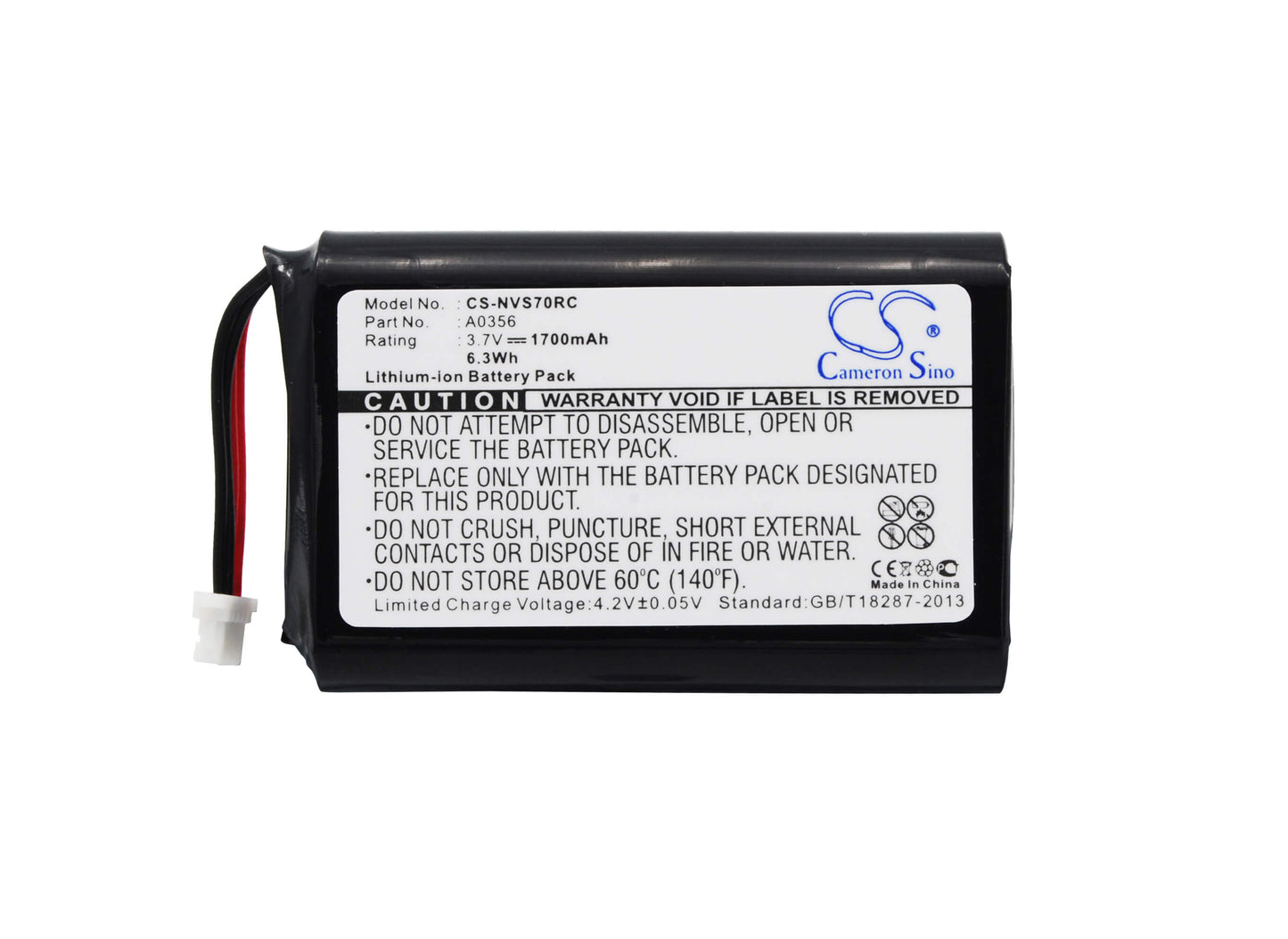 3.7V, 1700mAh, Li-ion Battery fits Nevo, S70, 6.29Wh