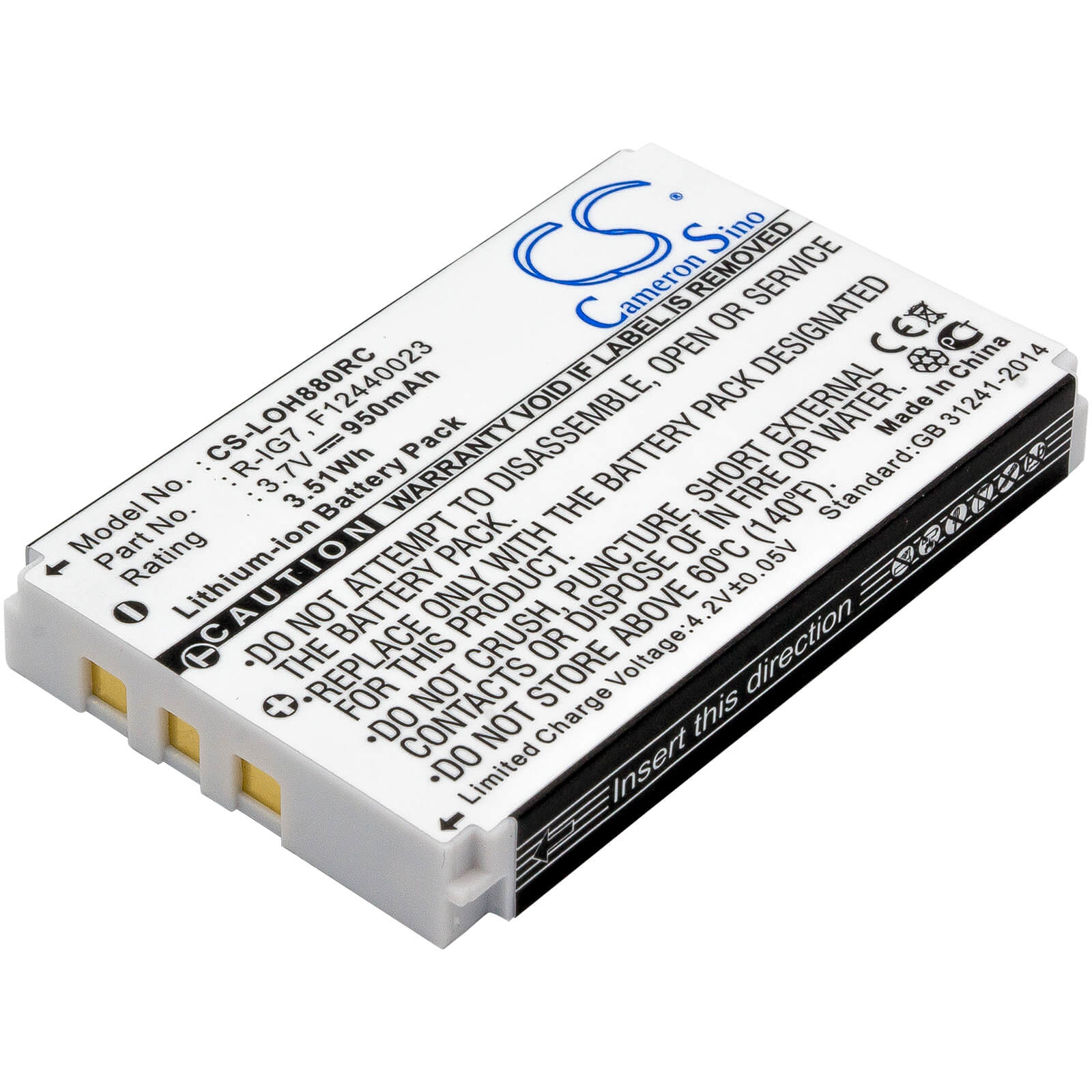 3.7V, 950mAh, Li-ion Battery fits Harman Kardon, Tc30, 3.515Wh