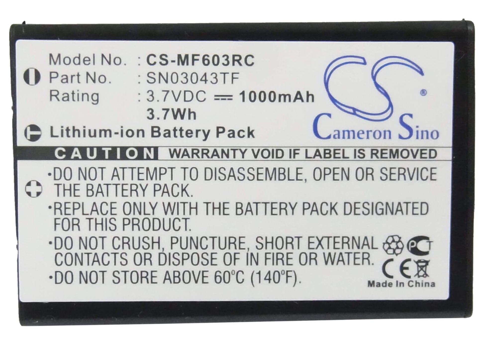 3.7V, 1000mAh, Li-ion Battery fits One For All, Arrx18g, Urc 11-8603, 3.7Wh