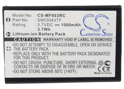 3.7V, 1000mAh, Li-ion Battery fits One For All, Arrx18g, Urc 11-8603, 3.7Wh