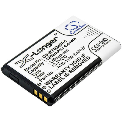 3.7V, 1200mAh, Li-ion Battery fits Rti, Pro, Pro24.i, 4.44Wh
