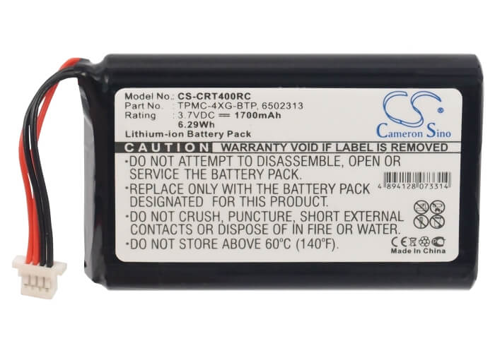 3.7V, 1700mAh, Li-ion Battery fits Crestron, A0356, Tpmc-4xg, 6.29Wh