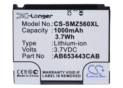 Remote Control 3.7V, 1000mAh, Li-ion Battery fits Samsung, Behold Sgh-t919, Behold T919, 3.7Wh