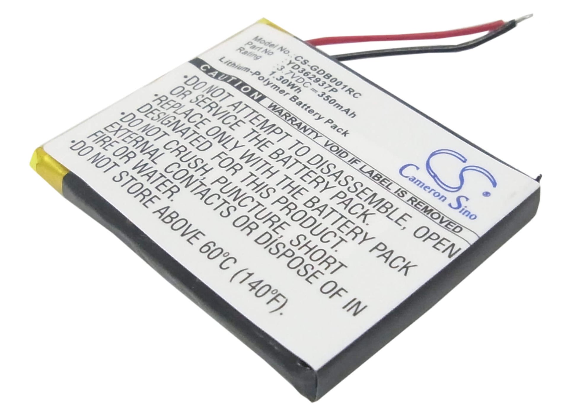 3.7V, 350mAh, Li-Polymer Battery fits Gopro, Armte-001, Armte-002, 1.295Wh
