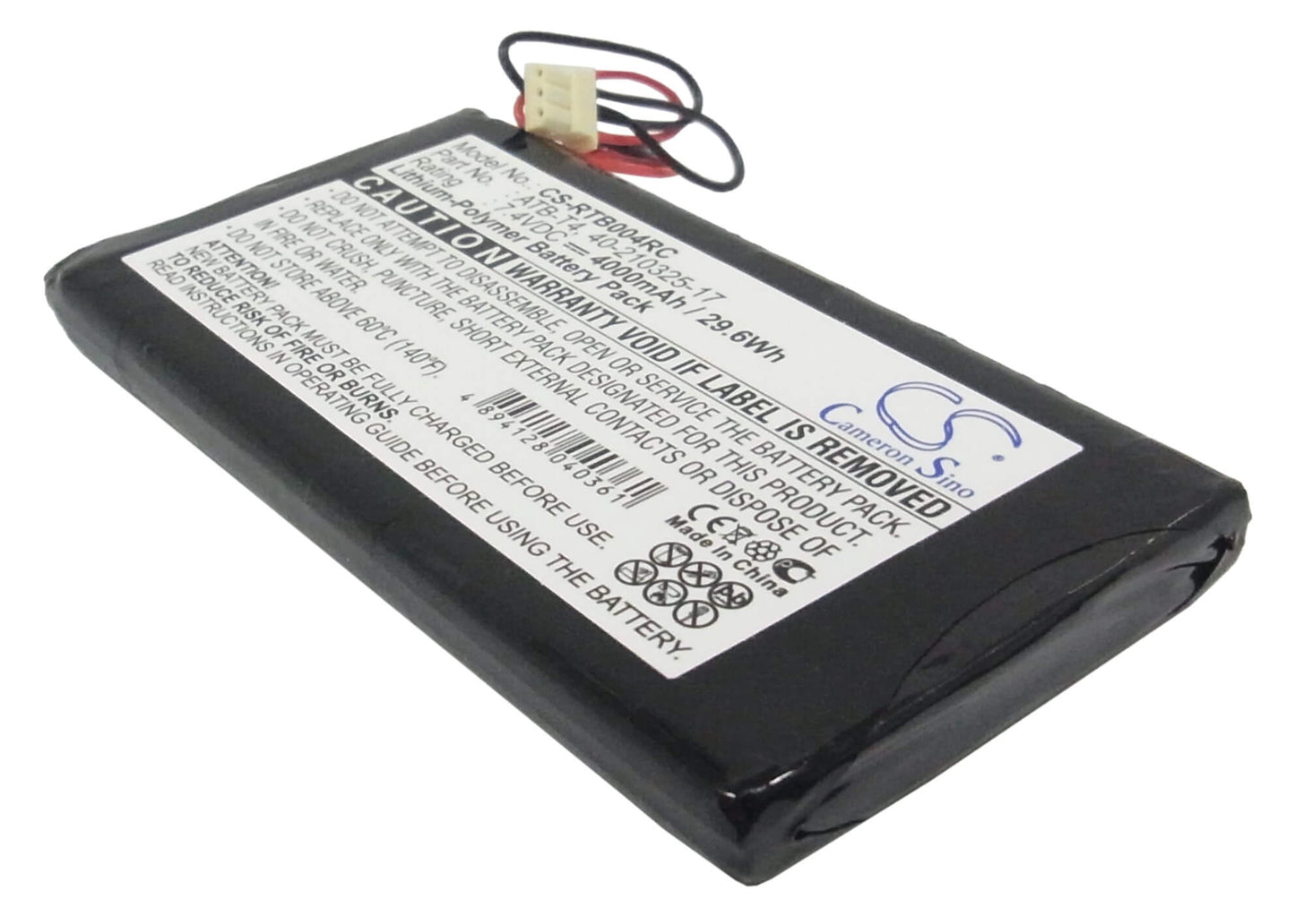 7.4V, 4000mAh, Li-Polymer Battery fits Rti, T4, T4 Touch Panel, 29.6Wh