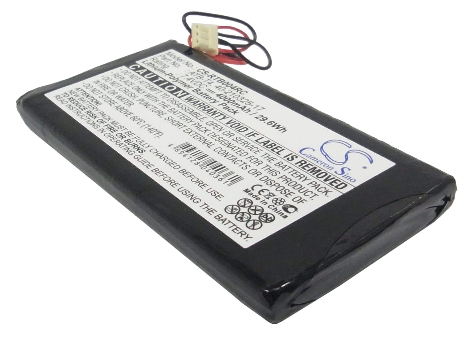 7.4V, 4000mAh, Li-Polymer Battery fits Rti, T4, T4 Touch Panel, 29.6Wh