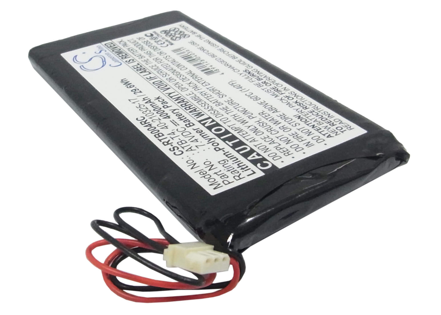 7.4V, 4000mAh, Li-Polymer Battery fits Rti, T4, T4 Touch Panel, 29.6Wh