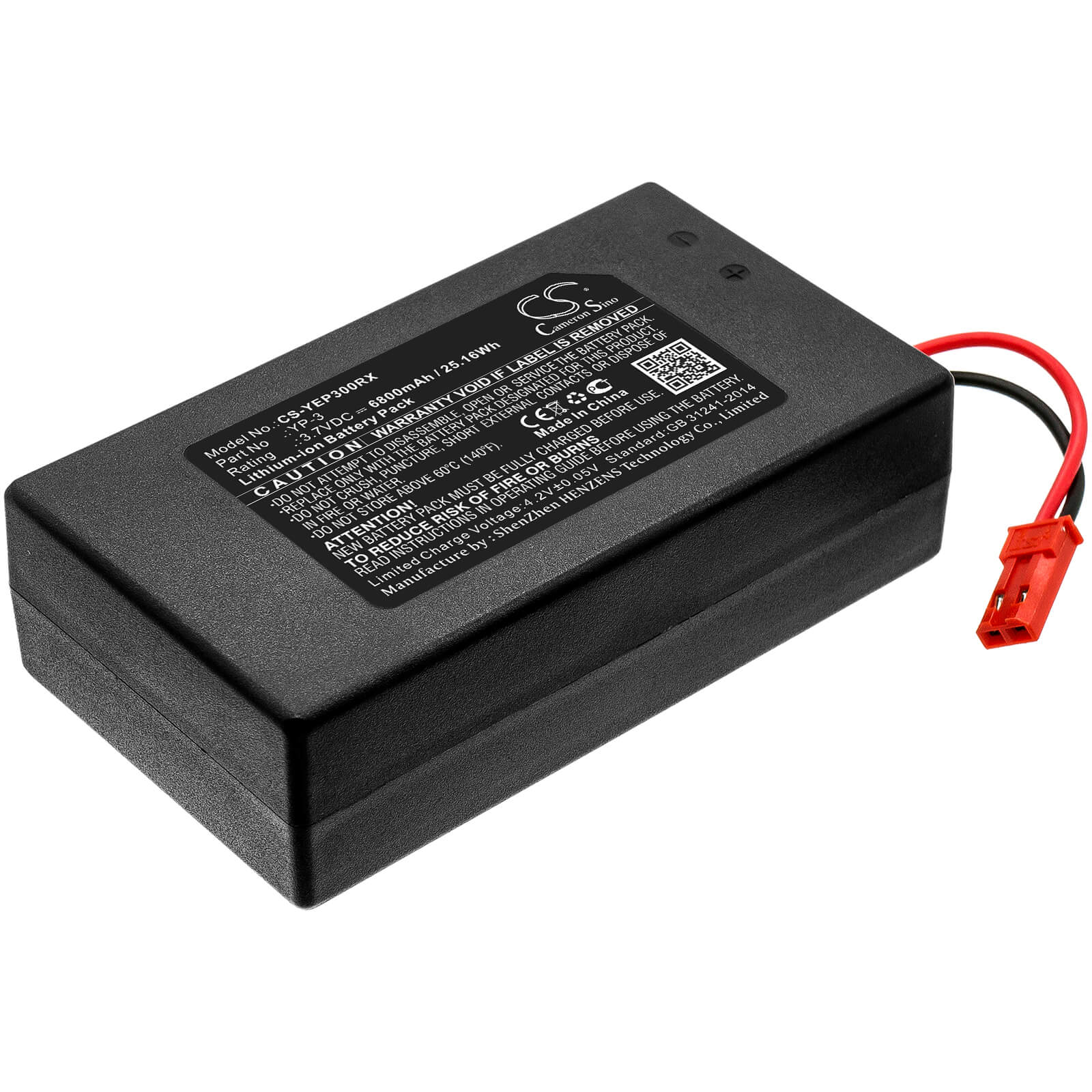 3.7V, 6800mAh, Li-ion Battery fits Yuneec, Q500, St10, 25.16Wh