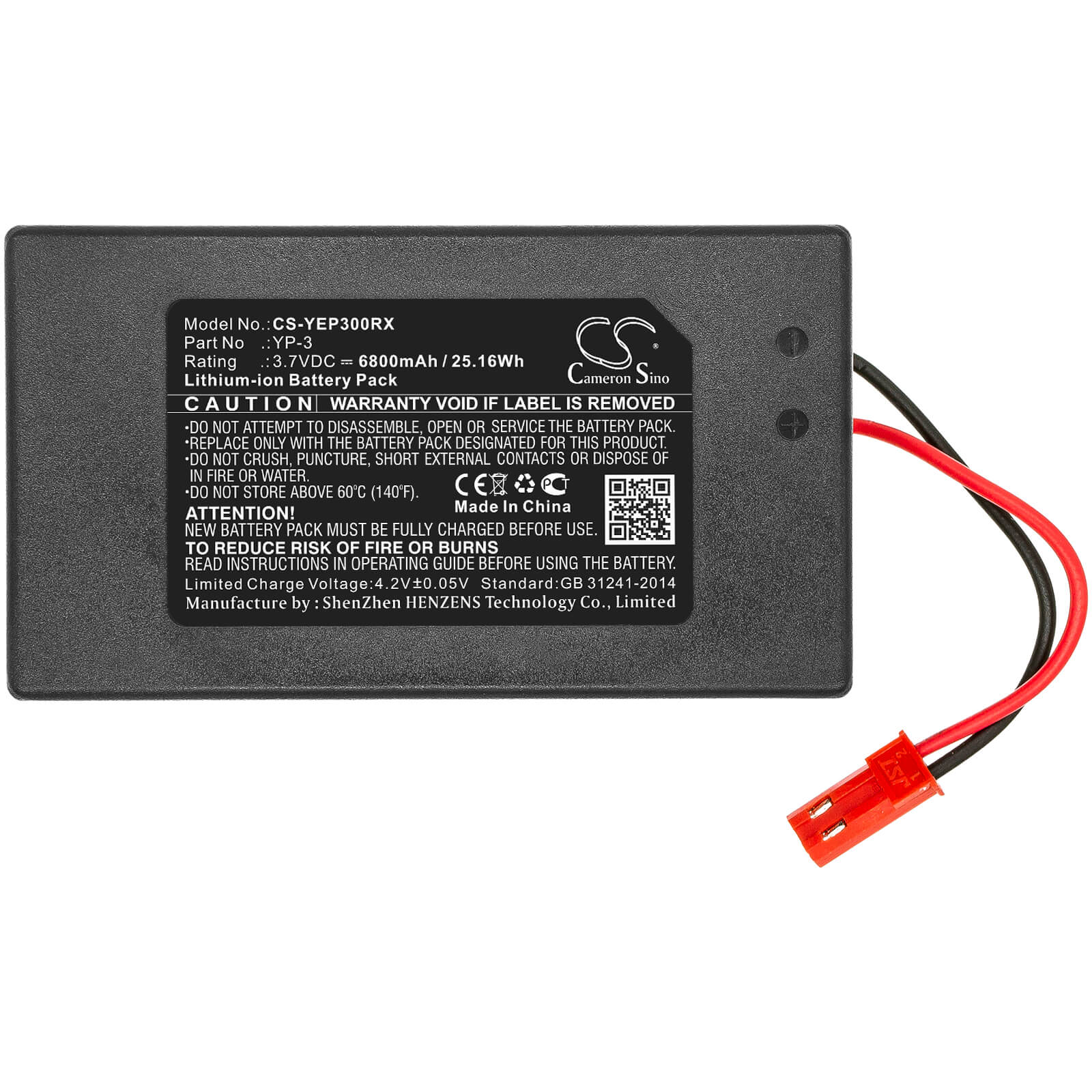 3.7V, 6800mAh, Li-ion Battery fits Yuneec, Q500, St10, 25.16Wh
