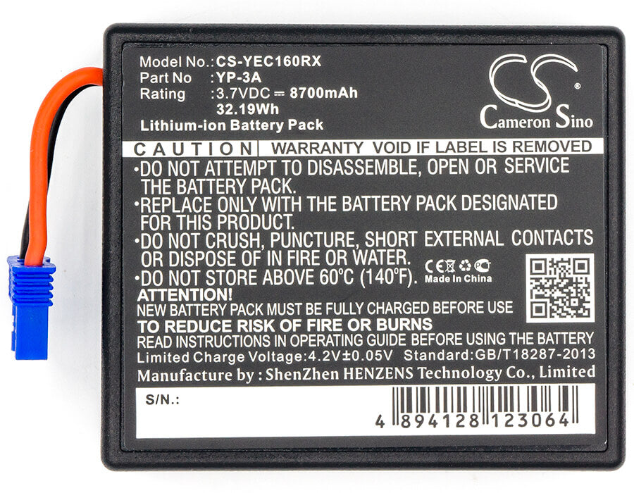 3.7V, 8700mAh, Li-ion Battery fits Yuneec, H480 Drone Remote Control, St16 Controller, 32.19Wh