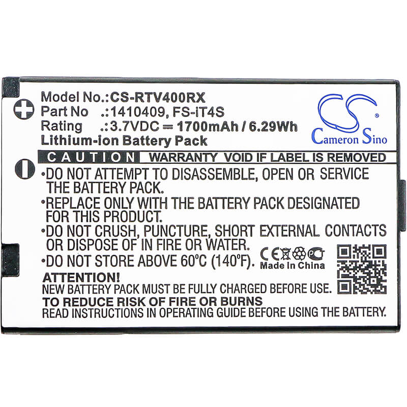 3.7V, 1700mAh, Li-ion Battery fits Reely, Gt4 Evo, 6.29Wh