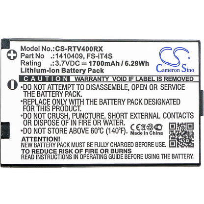3.7V, 1700mAh, Li-ion Battery fits Reely, Gt4 Evo, 6.29Wh