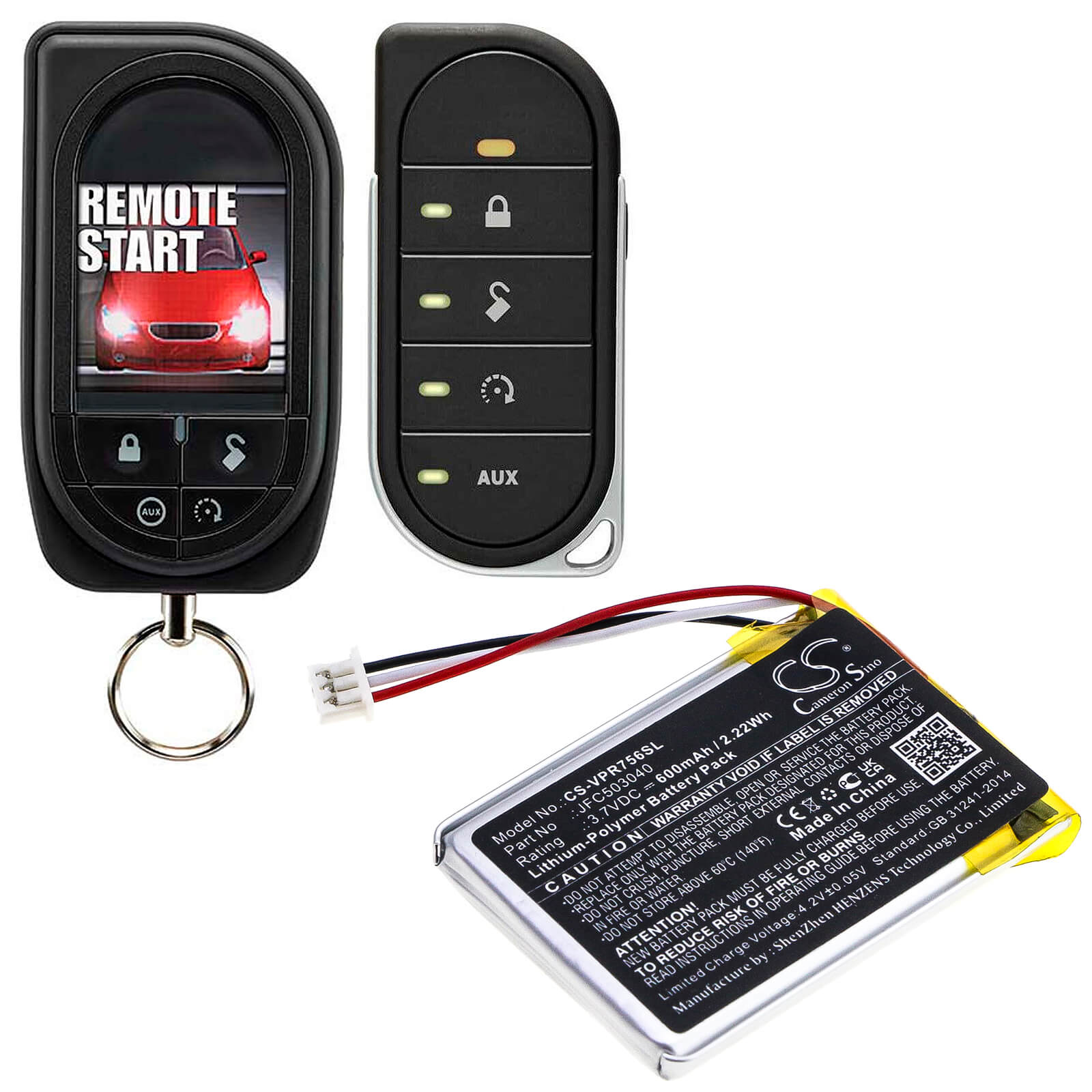3.7V, 600mAh, Li-Polymer Battery fits Viper, 3706v, 3806v, 2.22Wh