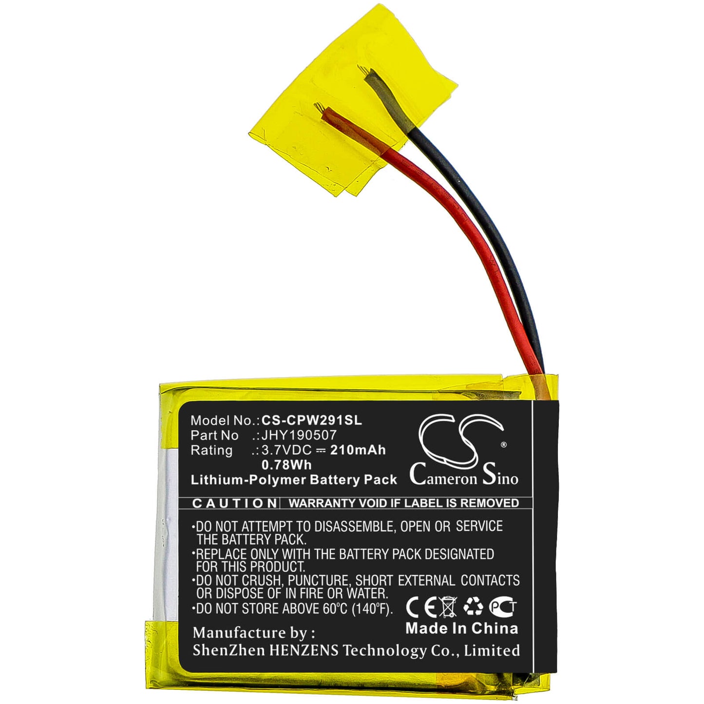 3.7V, 210mAh, Li-Polymer Battery fits Compustar, 2w901r-ss, 0.777Wh