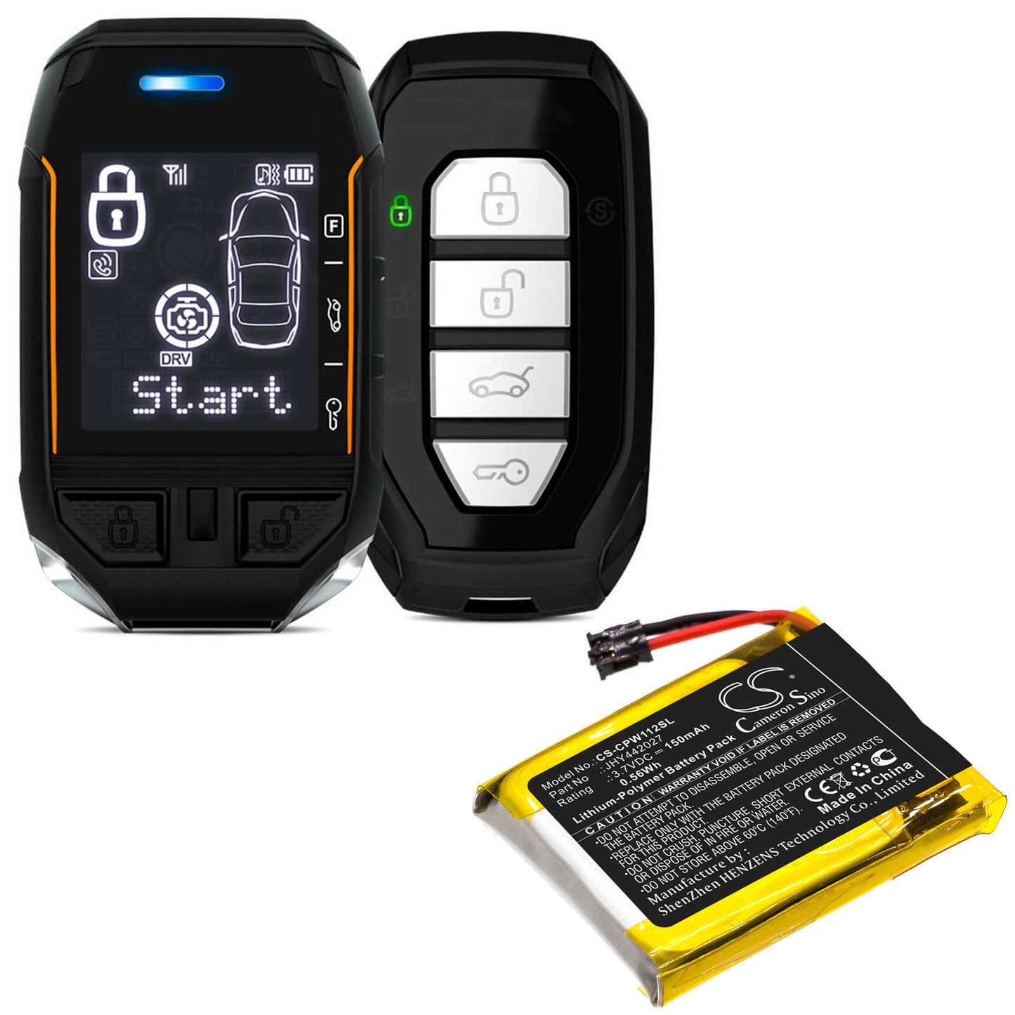 3.7V, 150mAh, Li-Polymer Battery fits Compustar, 2wt11r, 2wt11r-ss, 0.555Wh