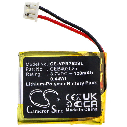 3.7V, 120mAh, Li-Polymer Battery fits Viper, 7351p, 7351v, 0.444Wh