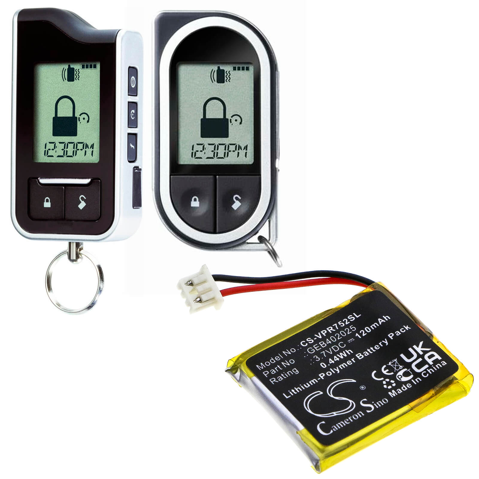 3.7V, 120mAh, Li-Polymer Battery fits Astrostart, Rss 5225, 0.444Wh