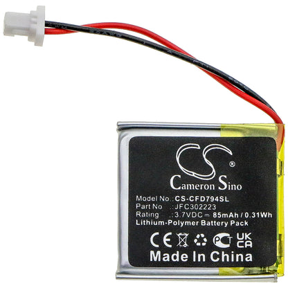 3.7V, 85mAh, Li-Polymer Battery fits Python, 7756p, 0.3145Wh