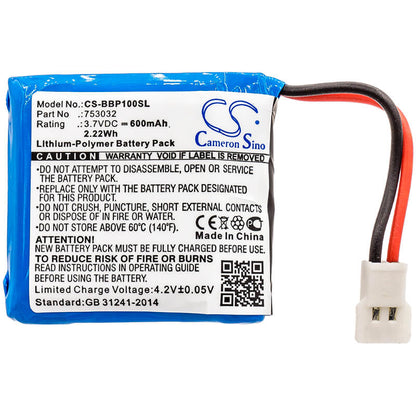 3.7V, 600mAh, Li-Polymer Battery fits Bee-bot, Floor Robot, Programmable Children's Toy, 2.22Wh