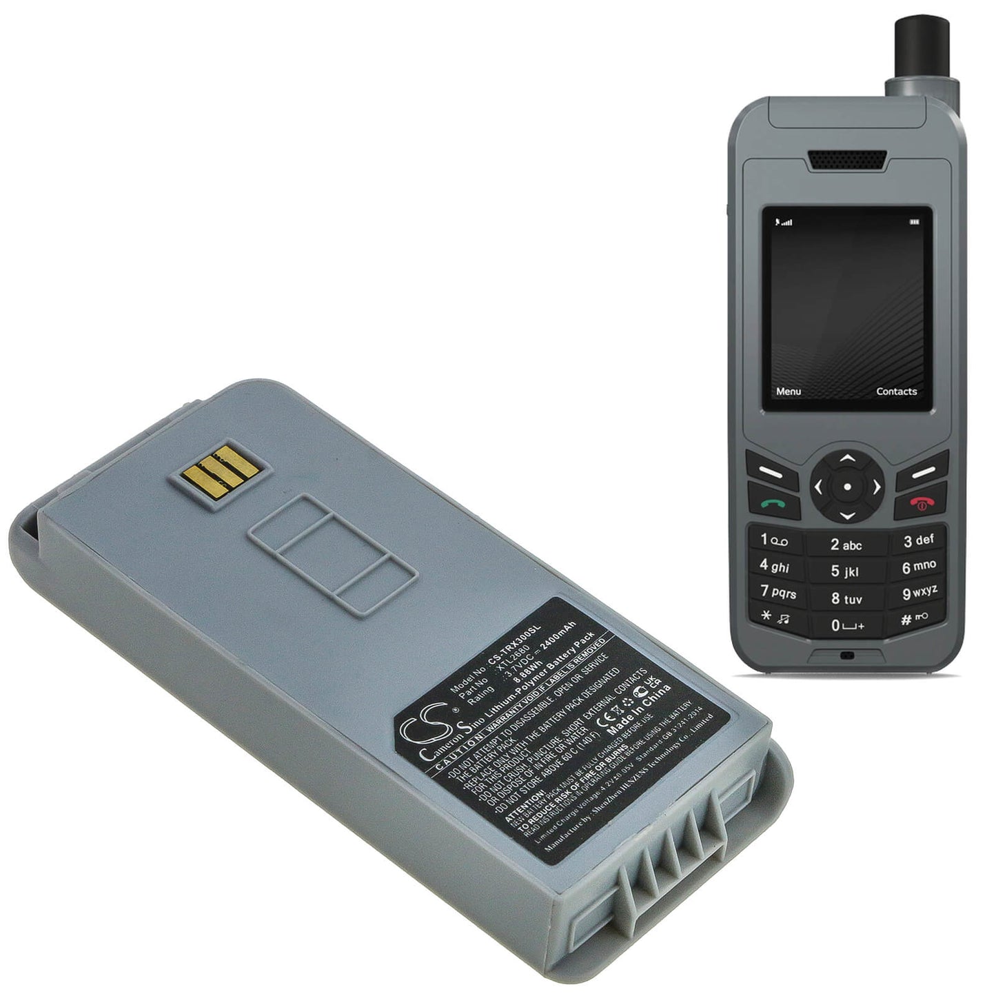 Grey, 3.7V, 2400mAh, Li-Polymer Battery fits Thuraya, Xt-lite, 8.88Wh