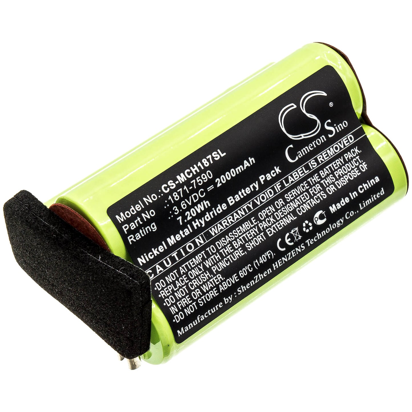 3.6V, 2000mAh, Ni-MH Battery fits Moser, Chromstyle 1871, Super Cordless 1872 Clipper, 7.2Wh