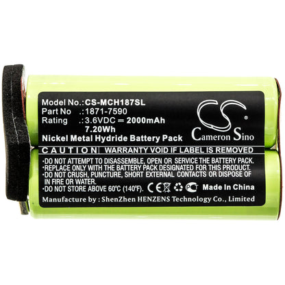 3.6V, 2000mAh, Ni-MH Battery fits Moser, Chromstyle 1871, Super Cordless 1872 Clipper, 7.2Wh
