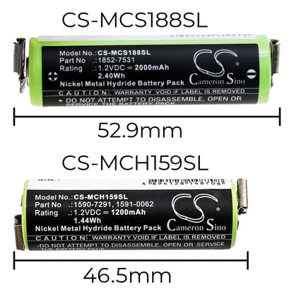 1.2V, 2000mAh, Ni-MH Battery fits Wella, Eco Xs Profi, Profi Xs, 2.4Wh