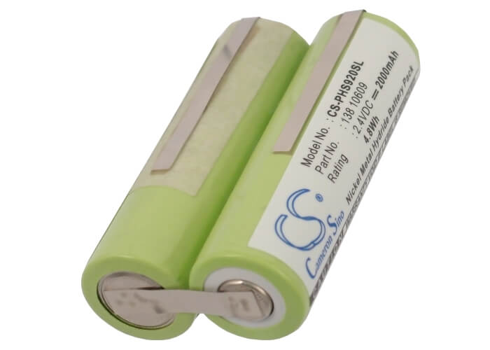 2.4V, 2000mAh, Ni-MH Battery fits Philips, 5812, 5825, 4.8Wh
