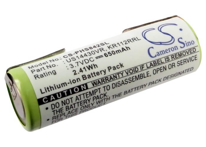3.7V, 650mAh, Li-ion Battery fits Philips, Hs8420, Hs8420/23, 2.405Wh